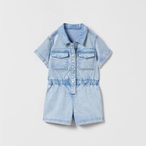 Zara Denim Short Sleeve Romper